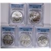 Image 1 : ( 5 ) AMERICAN SILVER EAGLES ALL GRADE PCGS MS-69: 2002, 2003, 2004, 2006 & 2007