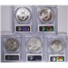 Image 2 : ( 5 ) AMERICAN SILVER EAGLES ALL GRADE PCGS MS-69: 2002, 2003, 2004, 2006 & 2007