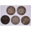 Image 1 : (5) SEATED HALF DIMES (44, 45, 47, 49, 53)