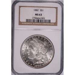 1882 MORGAN SILVER DOLLAR, NGC MS-63