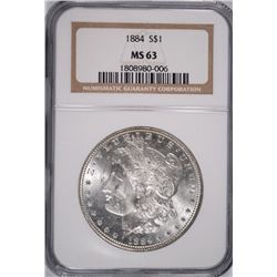 1884 MORGAN SILVER DOLLAR, NGC MS-63