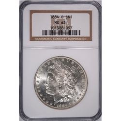 1884-O MORGAN SILVER DOLLAR, NGC MS-63