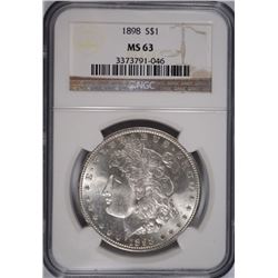 1898 MORGAN SILVER DOLLAR, NGC MS-63