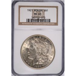 1921 MORGAN SILVER DOLLAR, NGC MS-63