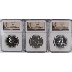 LOT OF ( 3 ) 1962 FRANKLIN HALF DOLLARS, NGC PROOF-67