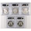 Image 2 : ( 5 ) AMERICAN SILVER EAGLES ALL GRADE PCGS MS-69: 2002, 2003, 2004, 2006 & 2007