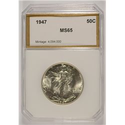 1947 WALKING LIBERTY HALF DOLLAR,  PCI MS-65 BLAST WHITE!