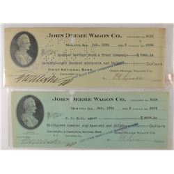 2 - 1915 JOHN DEERE BANK CHECKS, FIRST NATL & CONTINENTAL & COMMERCIAL BANKS