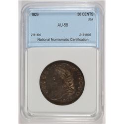 1826 BUST HALF NNC AU-58 TONED