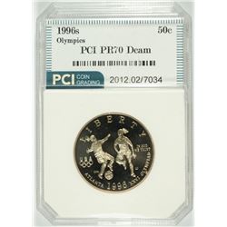 1996 S OLYMPICS SOCCER HALF DOLLAR PCI PR70 DCAM