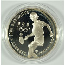 1996 P OLYMPIC TENNIS SILVER PROOF DOLLAR IN BOX