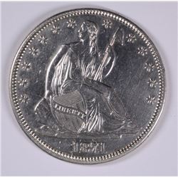 1871 SEATED HALF DOLLAR AU-58