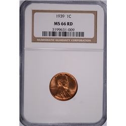 1939 LINCOLN CENT NGC MS-66 RED !!!