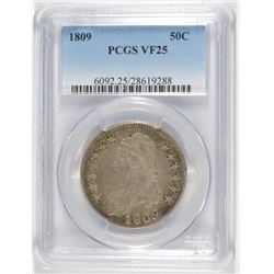 1809 CAPPED BUST HALF DOLLAR, PCGS VF-25