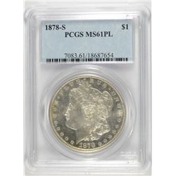 1878-S MORGAN SILVER DOLLAR, PCGS MS61 PL