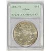 Image 1 : 1881-S MORGAN SILVER DOLLAR, PCGS MS-64  "RATTLER"