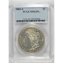 1882-S MORGAN SILVER DOLLAR, PCGS MS-62 PL