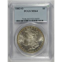 1883-O MORGAN SILVER DOLLAR, PCGS MS-64