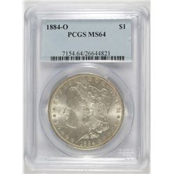 1884-O MORGAN SILVER DOLLAR, PCGS MS-64