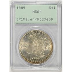 1885 MORGAN SILVER DOLLAR, PCGS MS-64  "RATTLER"