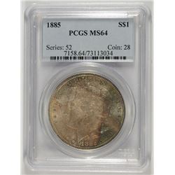 1885 MORGAN SILVER DOLLAR, PCGS MS-64 COLORS!
