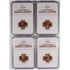Image 1 : (2) 1950-D AND (2) 1951-D LINCOLN CENTS NGC MS 66 RD