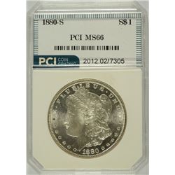1880-S MORGAN SILVER DOLLAR, PCI MS-66  SUPERB
