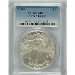 2004 AMERICAN SILVER EAGLE, PCGS MS-70 PERFECT!
