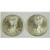 Image 1 : ( 2 ) 1996 AMERICAN SILVER EAGLES, GEM BU+  SCARCE