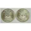 Image 2 : ( 2 ) 1996 AMERICAN SILVER EAGLES, GEM BU+  SCARCE