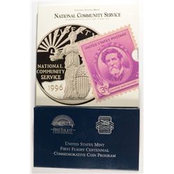 COMMEM SILVER DOLLARS 2003 1st FLIGHT, UNC  1996 PF COMMUNITY SERVICE COIN/STAMP