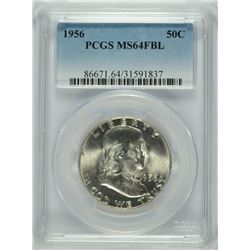 1956 FRANKLIN HALF DOLLAR, PCGS MS-64 FBL