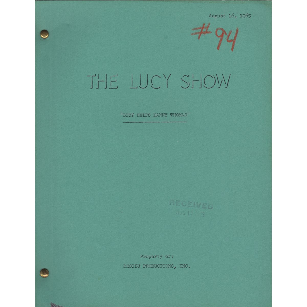 Lucy Script Original The Lucy Show Script for Episode