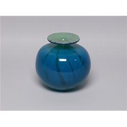 Signed Mdina Blue Glass Vase
