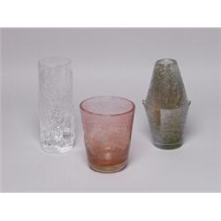 Three Pieces Micellaneous Art Glass Vases