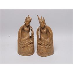 Pr of Finely Carved Hardwood Bookends