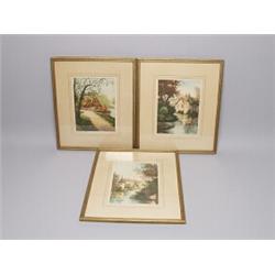 Three Paris Etching Society Colored Etchings