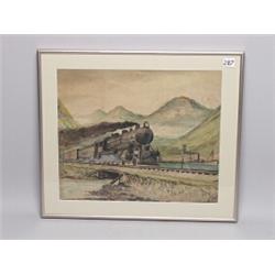 Rare Old Watercolour N.Y.C. Railraod 