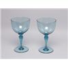 Image 1 : Pr of Light Blue Oversize Glass Wine Goblets