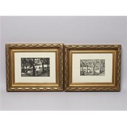 Pr Woodblock Prints Inscribed Reverse