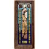 Image 4 : Mission era stained glass window with colorful bird in tree, single sash 19.75" X 43.5" - has a weat