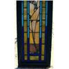 Image 7 : Mission era stained glass window with colorful bird in tree, single sash 19.75" X 43.5" - has a weat