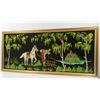 Image 2 : Large framed hand sewn tapestry - scene depicts a European country side with a single horseman in fo
