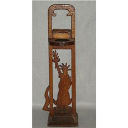 Chip carved folk art wooden Statue of Liberty standing ashtray -  25" H.