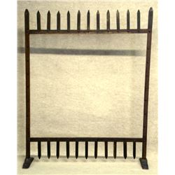 Early 19th century screen with mortised through construction and shoe feet. Early mustard paint had 