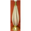 Image 2 : Mid-century art glass table lamp having green and white stripes down shaped pedestal. Signed with a 
