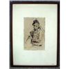 Image 1 : Etching of a man playing an Oboe pencil signed K. Levin (Katherine Levin Farrell  1857-1951) 1883, a