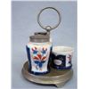 Image 8 : Five complete condiment sets and three partial sets - most with silver plated holders. Most in good 