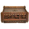 Image 1 : Late 19th C two part fretwork sewing box, with center section used for miscellaneous spools and item