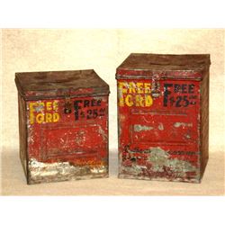 Pair of hand painted hinged top tole boxes used by Horney Bros. Auctioneers of Pennington Gap, VA - 